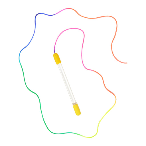 Colorful cord with a clear handle on a white background